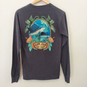 Guy Harvey Gray Long Sleeve Tshirt Blue Marlin Ron Jon Surf Size Small
